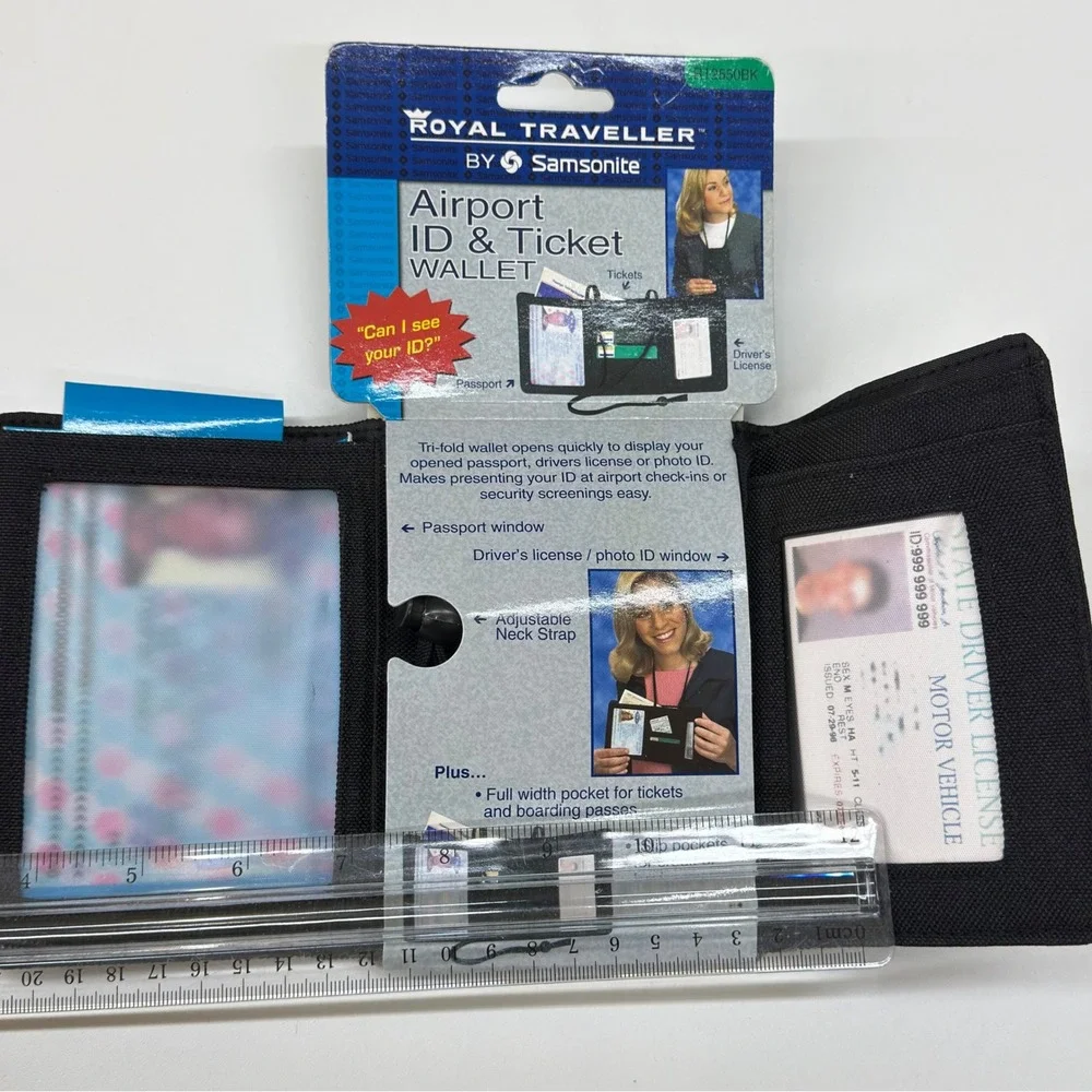 Royal Traveller by Samsonite Airport ID Ticket Wallet Black Passport Holder NEW